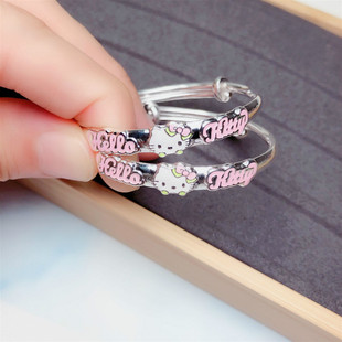 香港正生纯银S999刻字彩虹儿童小金猪宝宝手镯送婴儿周岁抖音同款