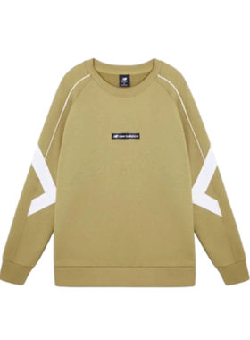 New Balance 男款运动休闲舒适圆领卫衣套头衫AMT11326-BEI