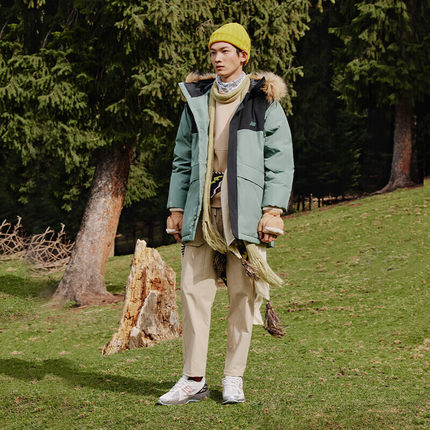 NEW BALANCE 羽绒服男女冬季休闲保暖抗寒连帽中长款AMJ33330-DKJ