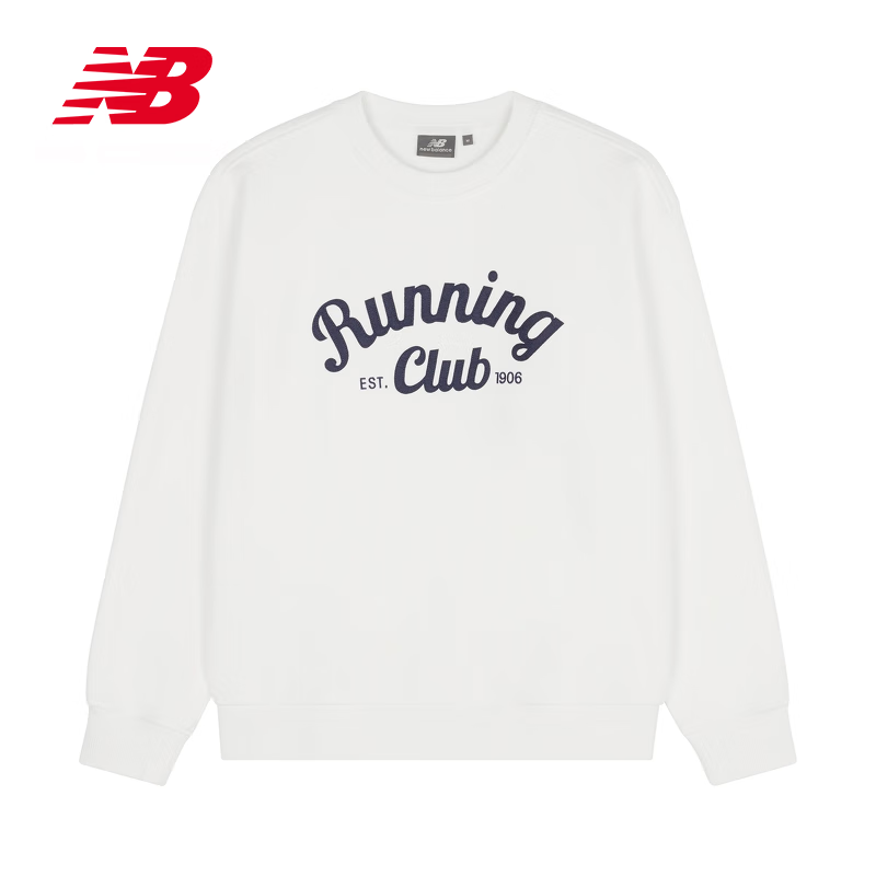 NEW BALANCE 男款女款圆领休闲运动长袖情侣套头衫 5CD38091-IV