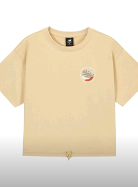 New Balance 女运动休闲字母图案圆领短袖T恤AWT32320-GO