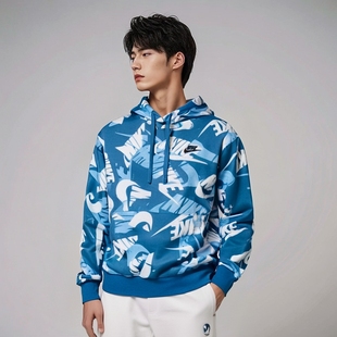 407 Nike耐克男秋冬加绒涂鸦印花运动休闲卫衣套头衫 DM6881