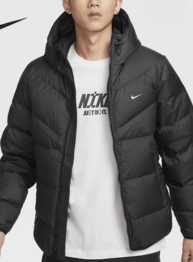 Nike耐克2024冬新款男士连帽短款保暖羽绒服HQ4183-010