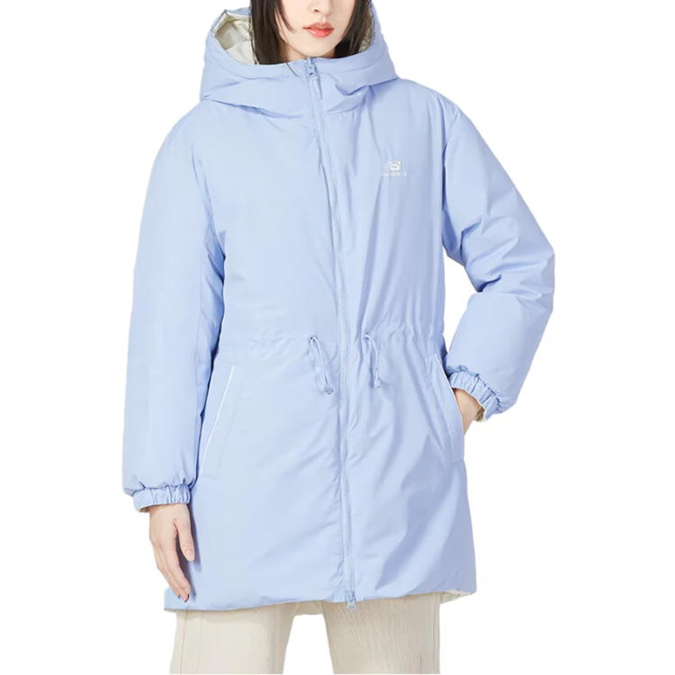 New Balance中长款NB女连帽两面穿粉蓝色羽绒服5PC44442-LBL