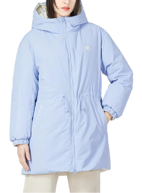 New Balance中长款NB女连帽两面穿粉蓝色羽绒服5PC44442-LBL