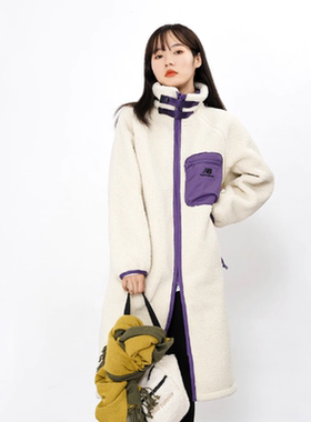 【微瑕XS码】New Balance女装立领双扣抓绒长款外套6DB43162-BEI