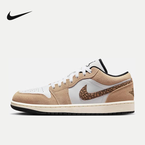 耐克男鞋Jordan1AJ1白棕卡其低