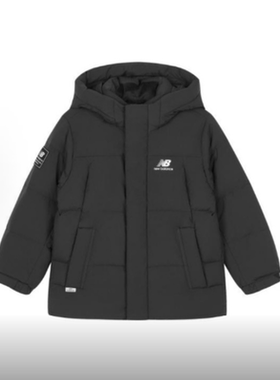 New Balance 童装 字母拉链连帽长袖羽绒服  黑色 7PD4E033-BK