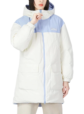 New Balance中长款NB女连帽两面穿粉蓝色羽绒服5PC44442-LBL