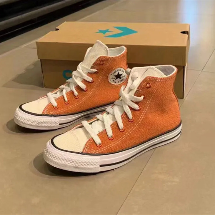 CONVERSE 匡威 环保系列橙色高帮拼接休闲帆布鞋 167643C 巴掌