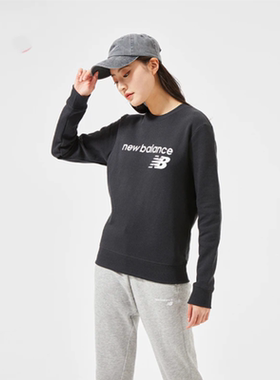 New Balance 卫衣女休闲运动宽松加绒圆领长袖上衣WT03811-BK