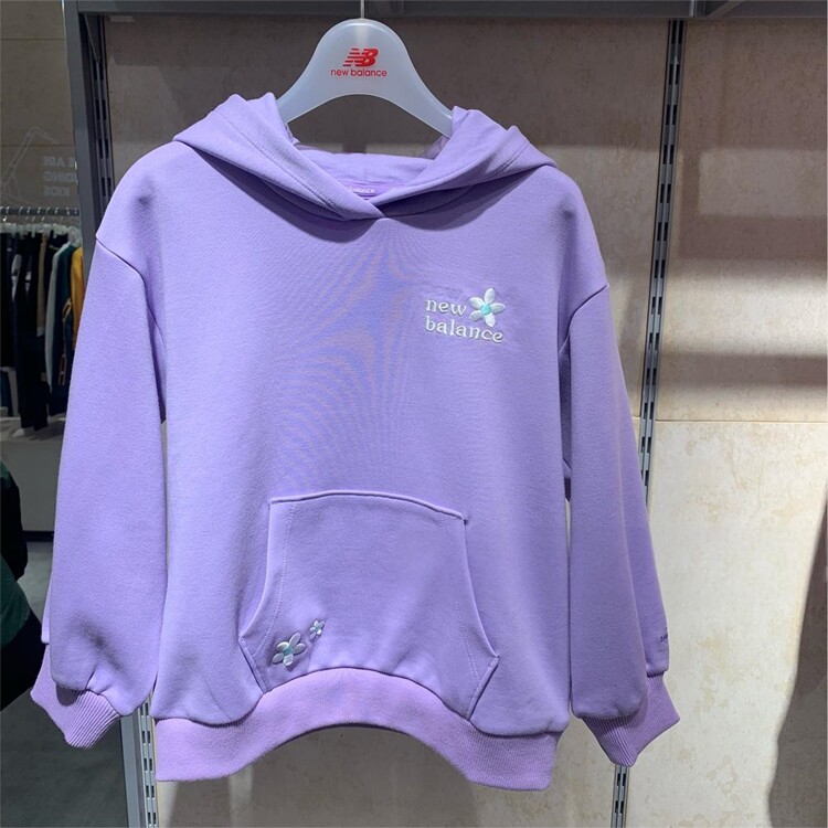 Newbalance kids NB童装22春款女童韩版潮流针织连帽卫衣 7CC1402