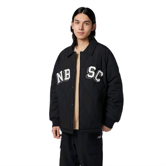 New Balance男保暖运动拉链翻领棉服AMJ34310-BK