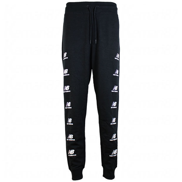 New Balance 男款运动长裤简约logo印花针织系带长裤 AMP03560-BK
