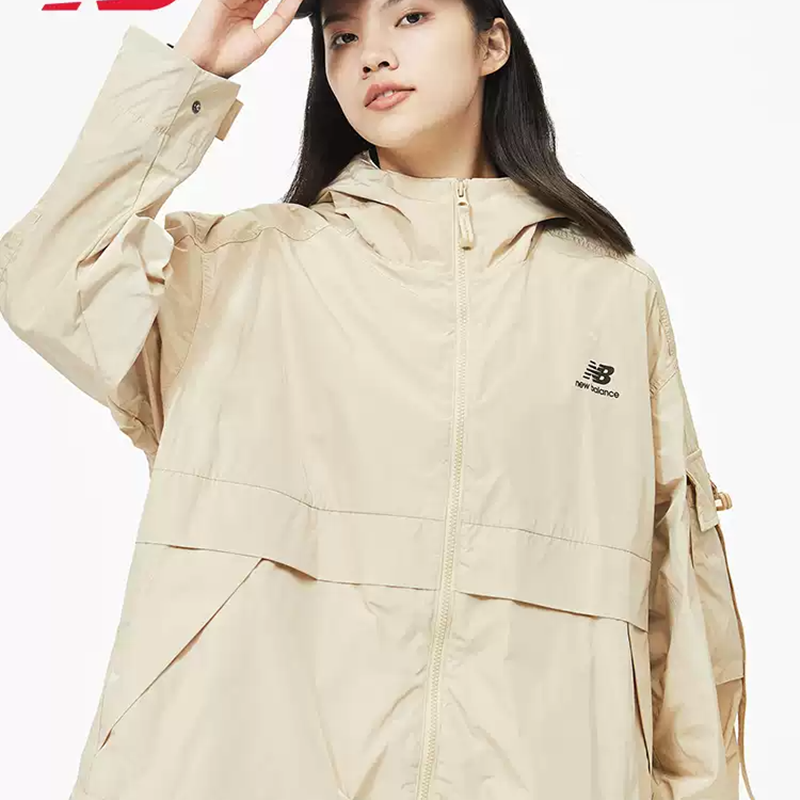 New Balance NB女款薄款防风抽绳休闲夹克外套AWJ13333-BEI