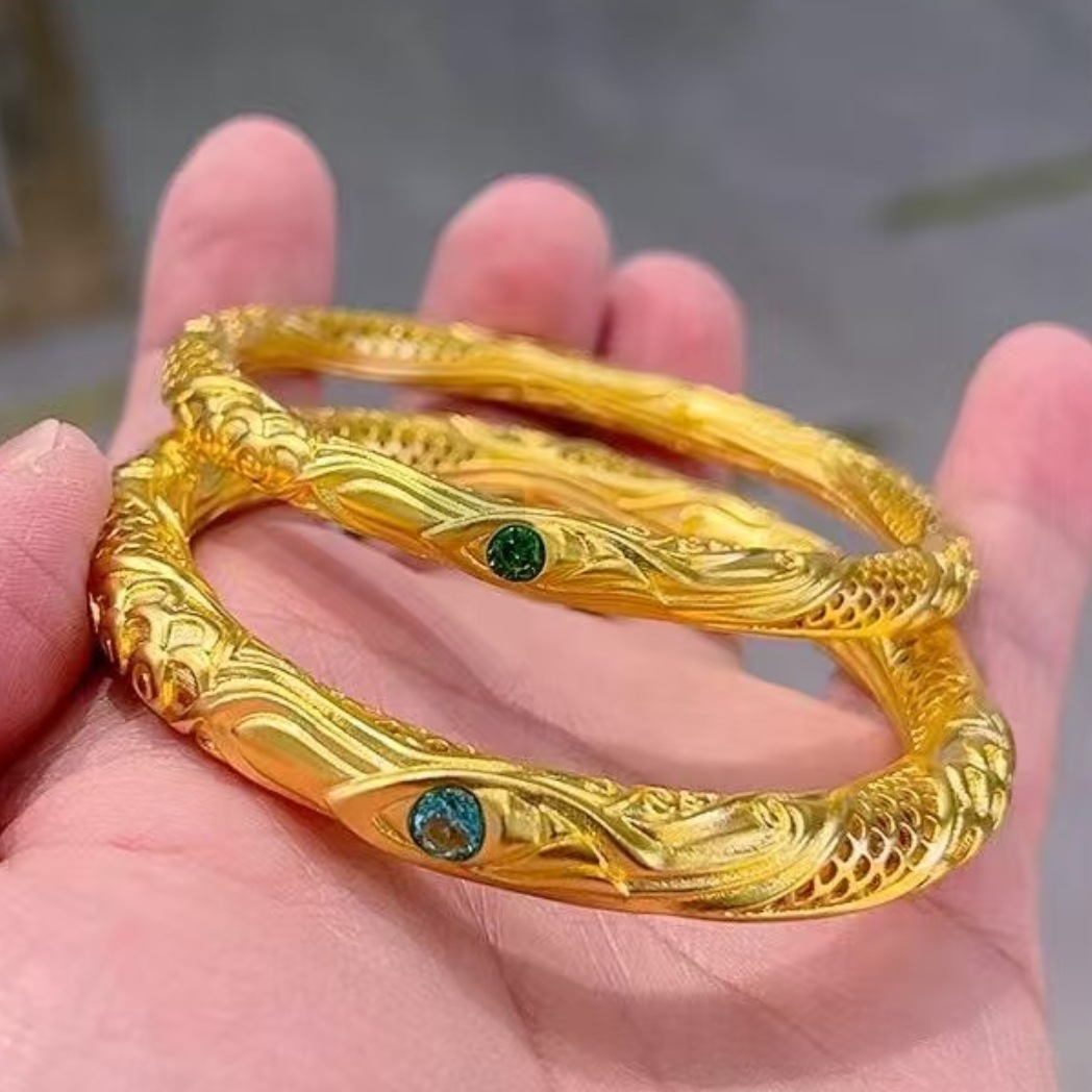 哪吒周边纪念品手镯现货黄金色沙金手环男女款雕花乾坤圈魔童闹海