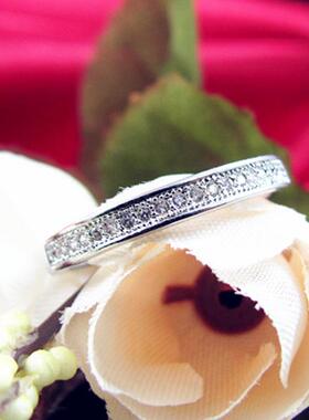 JZ012时尚女戒单排微镶钻石皇冠配戒饰品批发价女款仿真钻钻戒