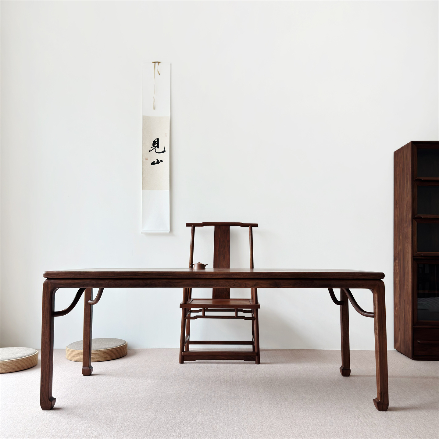 秋山匠人中式北美黑胡桃木茶桌台