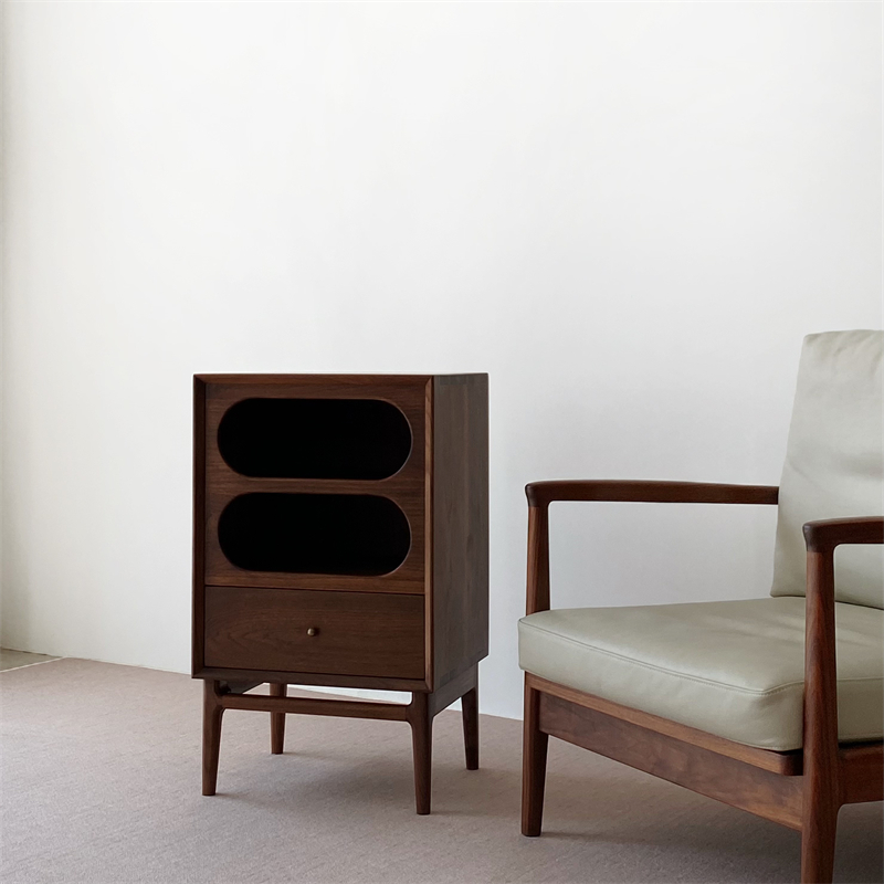 秋山匠人黑胡桃木储物收纳柜北欧