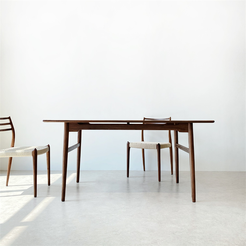 榫卯实木餐桌秋山匠人侘寂黑胡桃