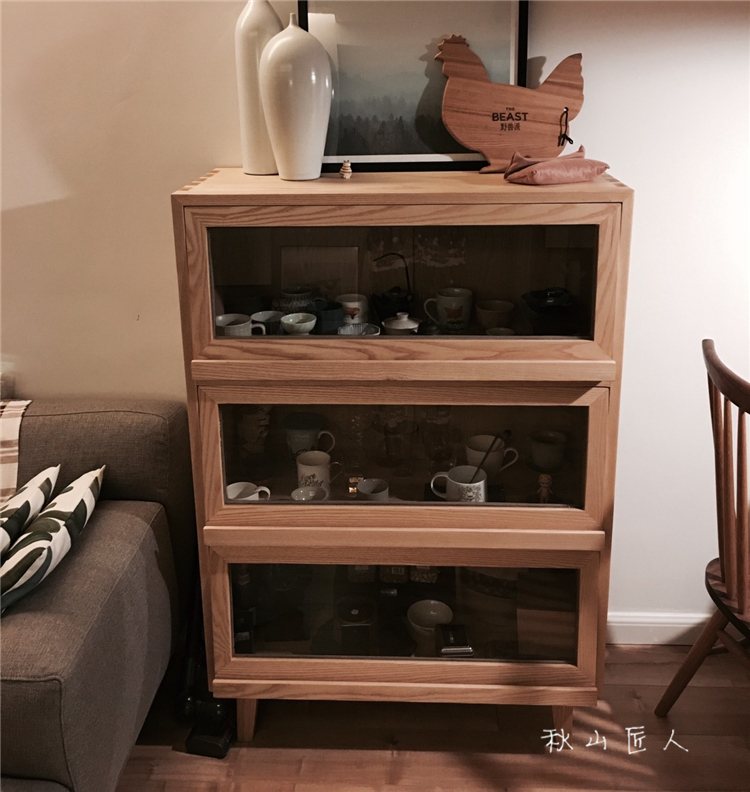 秋山匠人日式风白蜡木榫卯储物柜