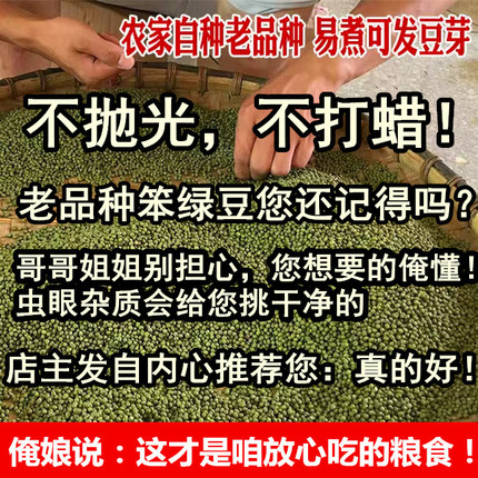 （老人咬牙坚持种的老品种土绿豆）农家自种小颗粒绿豆老式笨绿豆