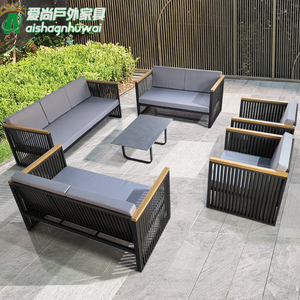 户外绳编庭院花园沙发休闲简约塑木沙发组合露台阳光房室外家具