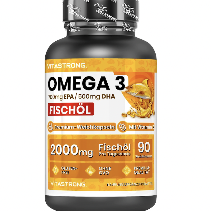 德国直邮 Vitastrong Omega 3 鱼油软胶囊 维生素VE EPA DHA 90粒