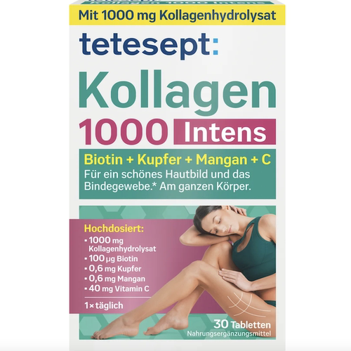 德国直邮tetesept Kollagen 1000 Intens胶原蛋白片 支持内外养肤