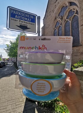 德国直邮 munchkin新生婴儿宝宝辅食碗儿童6个月吸盘防摔儿童餐具