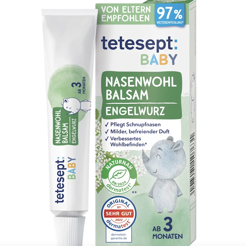 德国直邮tetesept Baby婴童鼻子乳膏 天然植物精油 3个月宝宝开始