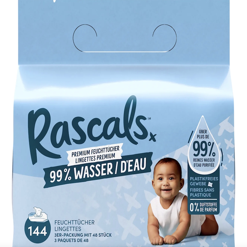 德国直邮 Rascals婴儿湿纸巾 高含水量 温和清洁 植物纯水 无酒精