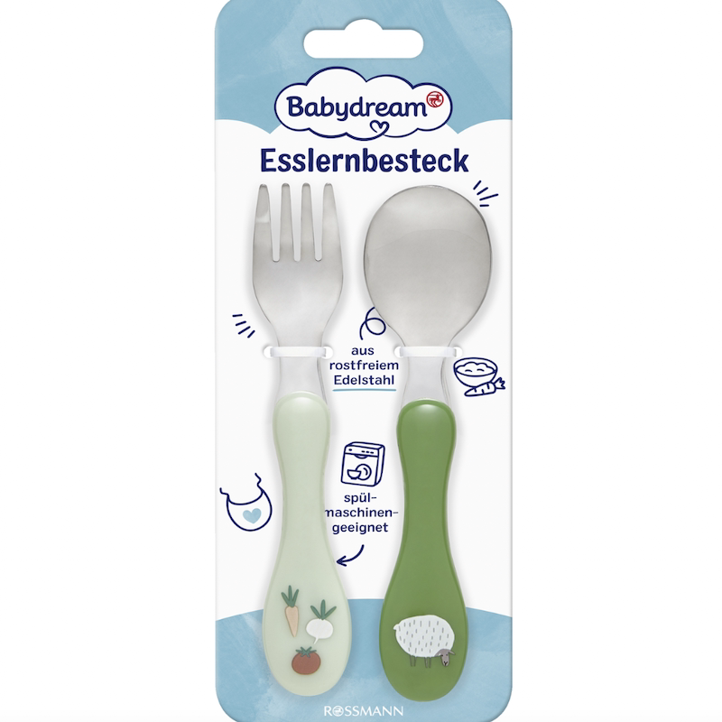 德国直邮 Babydream婴幼儿童宝宝不锈钢餐具 防滑手柄 人体工程学