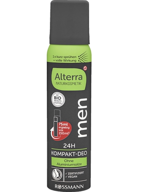 德国直邮 Alterra men男士止汗香体喷雾 有机天然植物 无铝盐75ml
