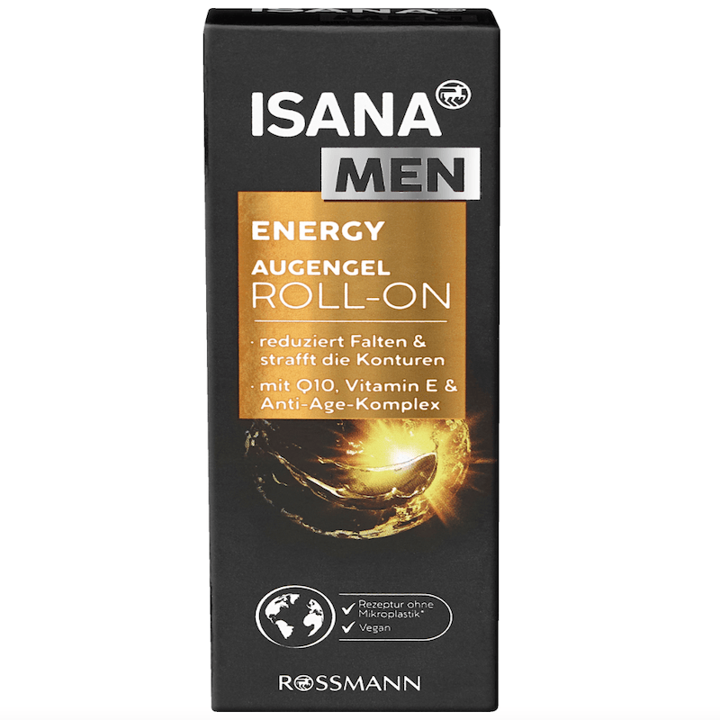 德国直邮Isana男士Q10维生素E抗皱保湿滋润清爽眼部滚珠眼霜15ml