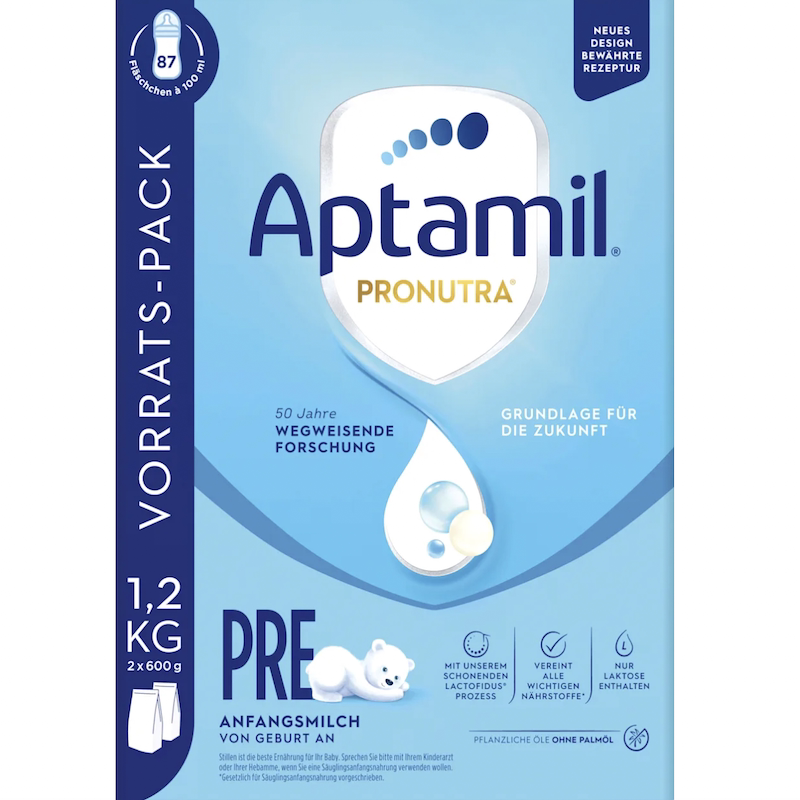 德国直邮 Aptamil Pre Pronutra 新生婴幼儿配方奶粉1段2段 1.2kg