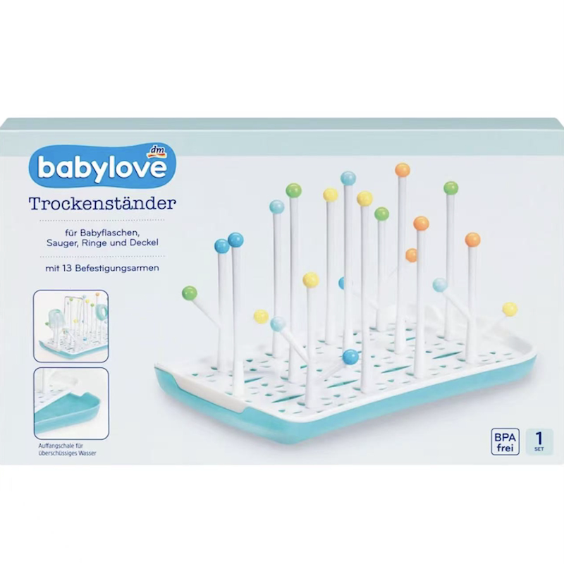 德国直邮 babylove婴儿奶瓶奶嘴餐具沥水架 多功能防尘奶嘴晾干架