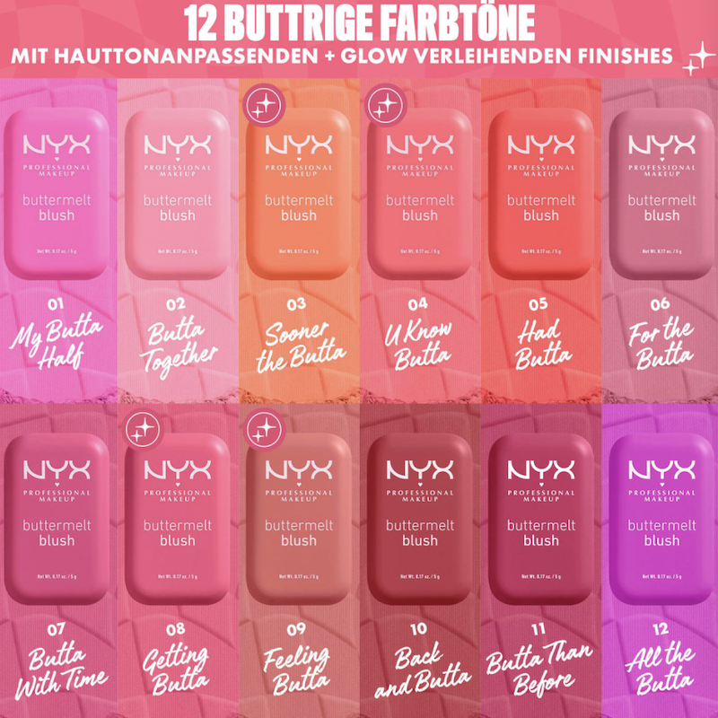 德国直邮 NYX Blush Buttermelt杏仁油乳木果油腮红盘自然好气色