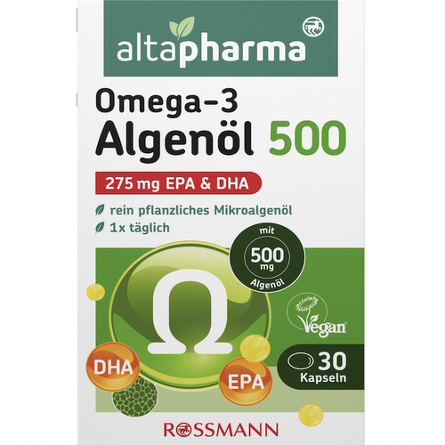 德国直邮 altapharma Omega-3 500mg 纯素植物海藻油胶囊 EPA DHA