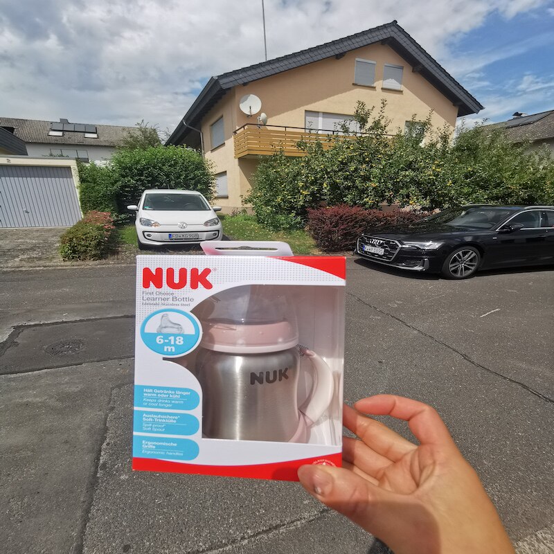 德国直邮 NUK双层不锈钢保温婴儿宝宝防漏学饮杯鸭嘴水杯6-18个月