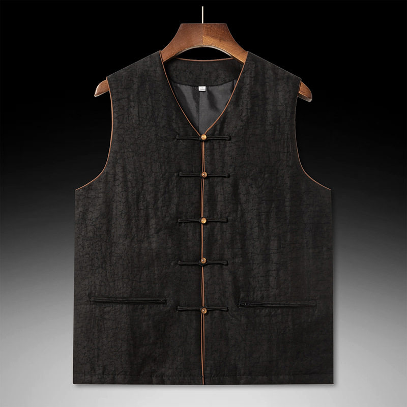 【香云纱】100%桑蚕丝龟裂纹唐装马甲真丝中老年高端丝绸夏季背心,男装,常规马甲,淘宝优惠券,粉丝福利购,淘宝优惠卷