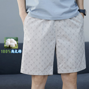 男士 松紧裤 高支高密度纯棉宽松五分裤 薄款 潮流设计感休闲短裤 夏季