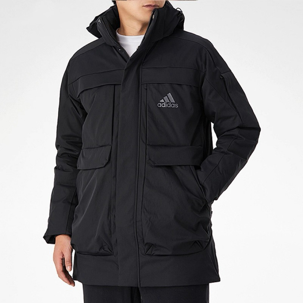 Adidas 阿迪达斯 男款户外运动休闲防风保暖中长款羽绒服 GN9836