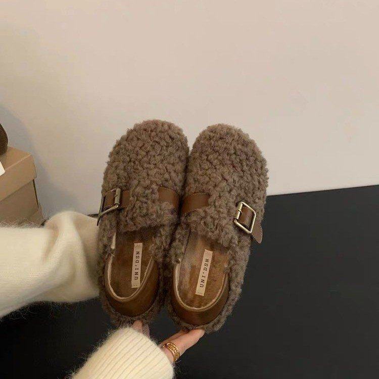 厚底毛毛鞋外穿女2025秋冬新款加绒一脚蹬两穿羊羔毛保暖豆豆棉鞋,女鞋,深口单鞋,淘宝优惠券,粉丝福利购,淘宝优惠卷