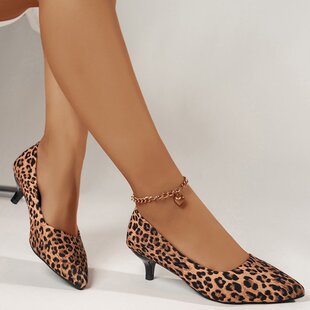 5cm欧美豹纹高跟鞋女性感细跟3新款大码尖头通勤不累脚职业工作单