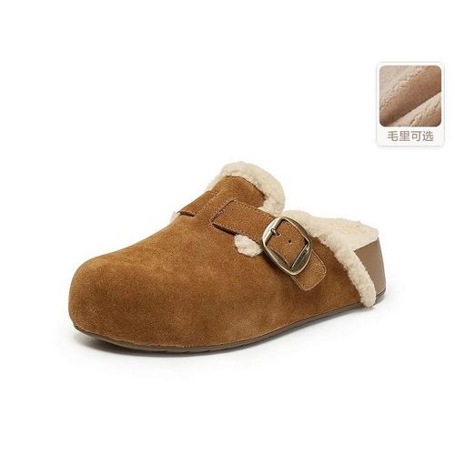 内增高吐司勃肯鞋女2025新款秋季加绒保暖一脚蹬包头半拖鞋女外穿
