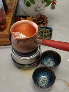 网红罐罐茶煮茶器发热盘炉有开关带纯铜煮茶罐有过滤网铜茶罐整套
