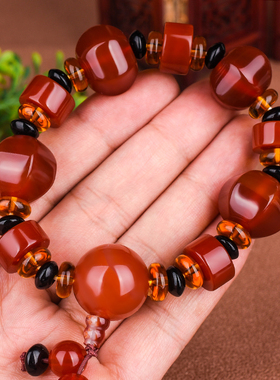 红玛瑙手链配饰情侣款天然和田玉