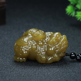 新疆和田玉糖料金蟾献福手把件福财双全把件玉富贵缠身手玩件摆件