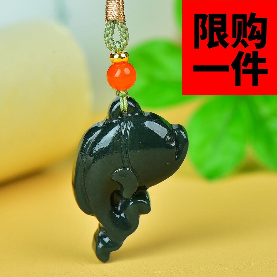 新疆和田玉海豚小吊坠玉坠青玉海豚挂件钥匙坠手机链包包挂件配饰